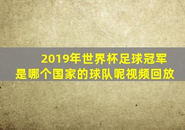 2019年世界杯足球冠军是哪个国家的球队呢视频回放