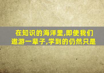 在知识的海洋里,即使我们遨游一辈子,学到的仍然只是