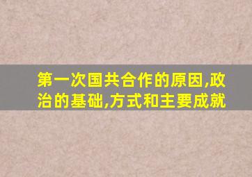 第一次国共合作的原因,政治的基础,方式和主要成就