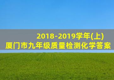 2018-2019学年(上)厦门市九年级质量检测化学答案