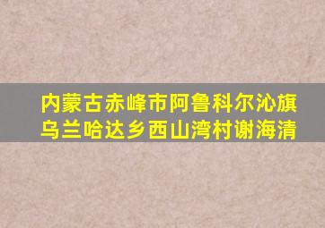 内蒙古赤峰市阿鲁科尔沁旗乌兰哈达乡西山湾村谢海清