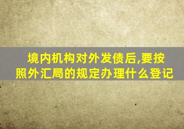 境内机构对外发债后,要按照外汇局的规定办理什么登记
