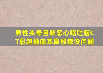 男性头晕目眩恶心呕吐脑CT彩超抽血耳鼻喉都没问题
